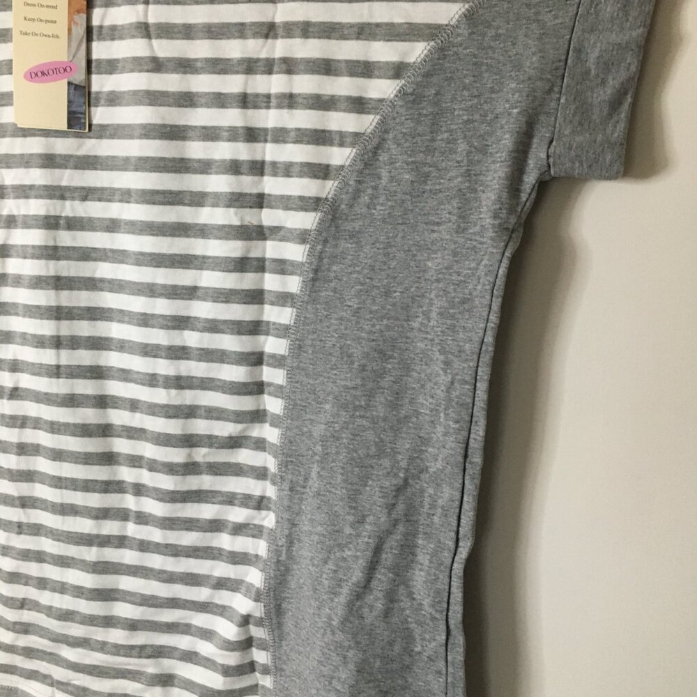 Dokotoo T Shirt for Women Striped Color Block Crewneck Short Sleeve Casual , 2XL - Picture 2 of 8